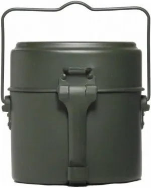 MIL-TEC German Style Gray Aluminum Mess Kit | Three-Part Portable Military Mess Tin with Clap Frame | Ideal for Camping, Hiking, Outdoor Cooking | Height: 6.5", Width: 4.25", Weight: ca. 16 oz.