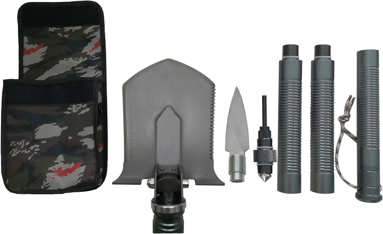 Military Portable Folding Shovel for Comping Hiking,Off Road,Gardening,Survival Shovel with Tactical Pack (960, Grey)