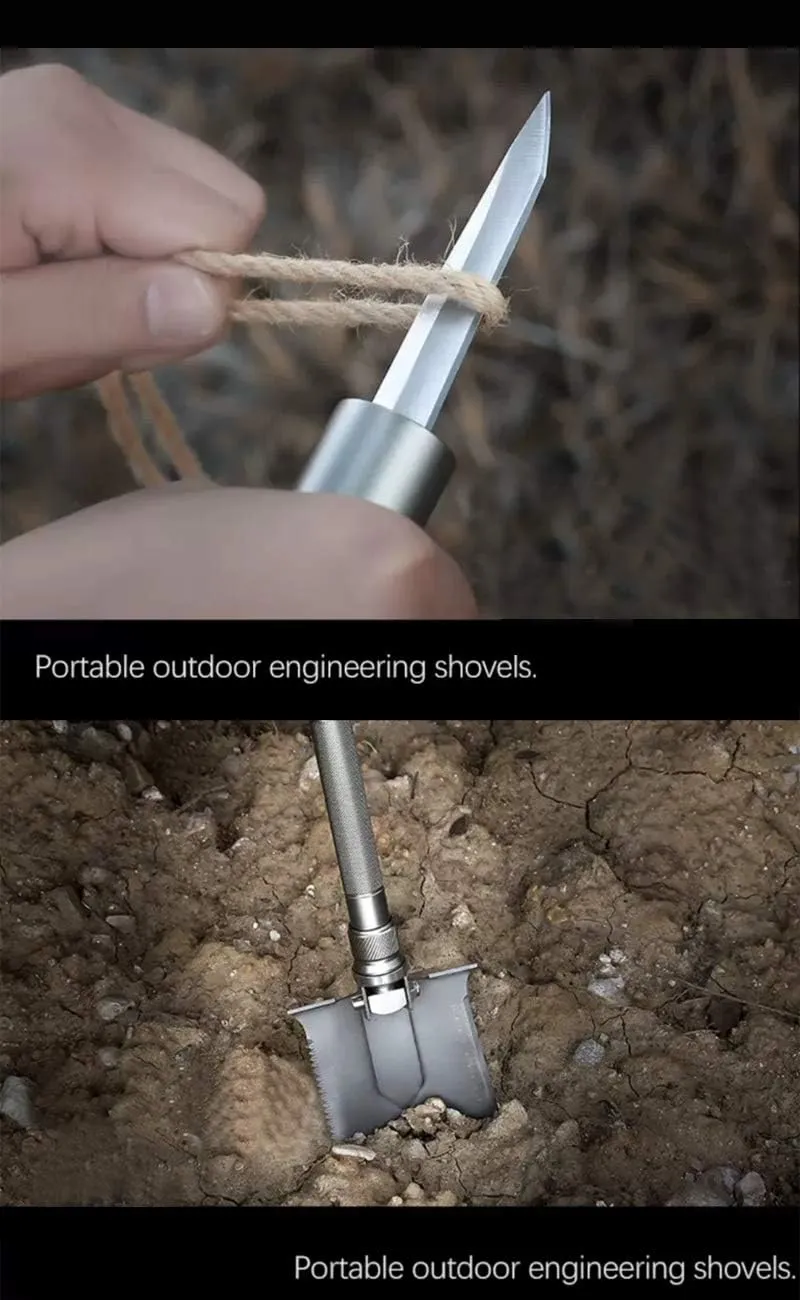 Military Portable Folding Shovel for Comping Hiking,Off Road,Gardening,Survival Shovel with Tactical Pack (960, Grey)