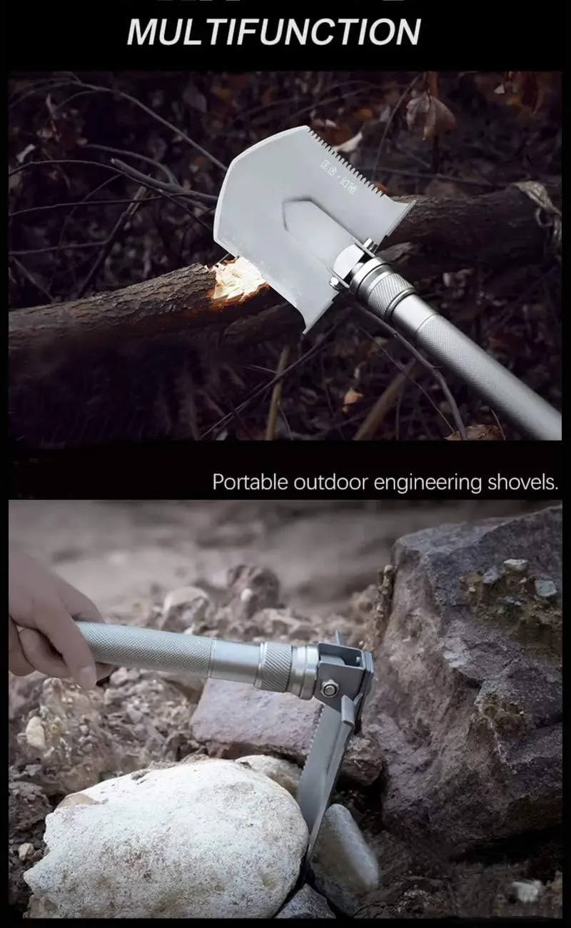 Military Portable Folding Shovel for Comping Hiking,Off Road,Gardening,Survival Shovel with Tactical Pack (960, Grey)
