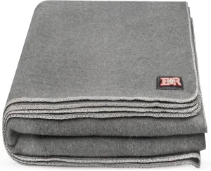 Military Wool Blanket - 95% Wool, Washable, Perfect for Outdoors, Camping, Picnics, Travel, Car & Bushcraft Emergency Blanket, 96" x 96" 6.65 lbs. - Grey - Queen Size