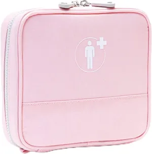 Mini Compact First Aid Kit Small Personal Emergency Survival Kit for Travel Hiking Camping Backpacking Marine Car Gray (Pink)