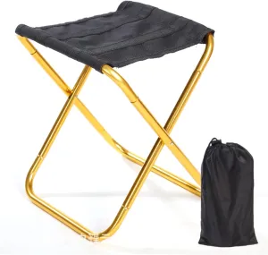 Mini Portable Folding Stool Camping Chair, Ultralight Aluminum Alloy Outdoor Slacker Chairs with Carry Bag for Camping, Fishing, Hiking, Barbecue, Picnic