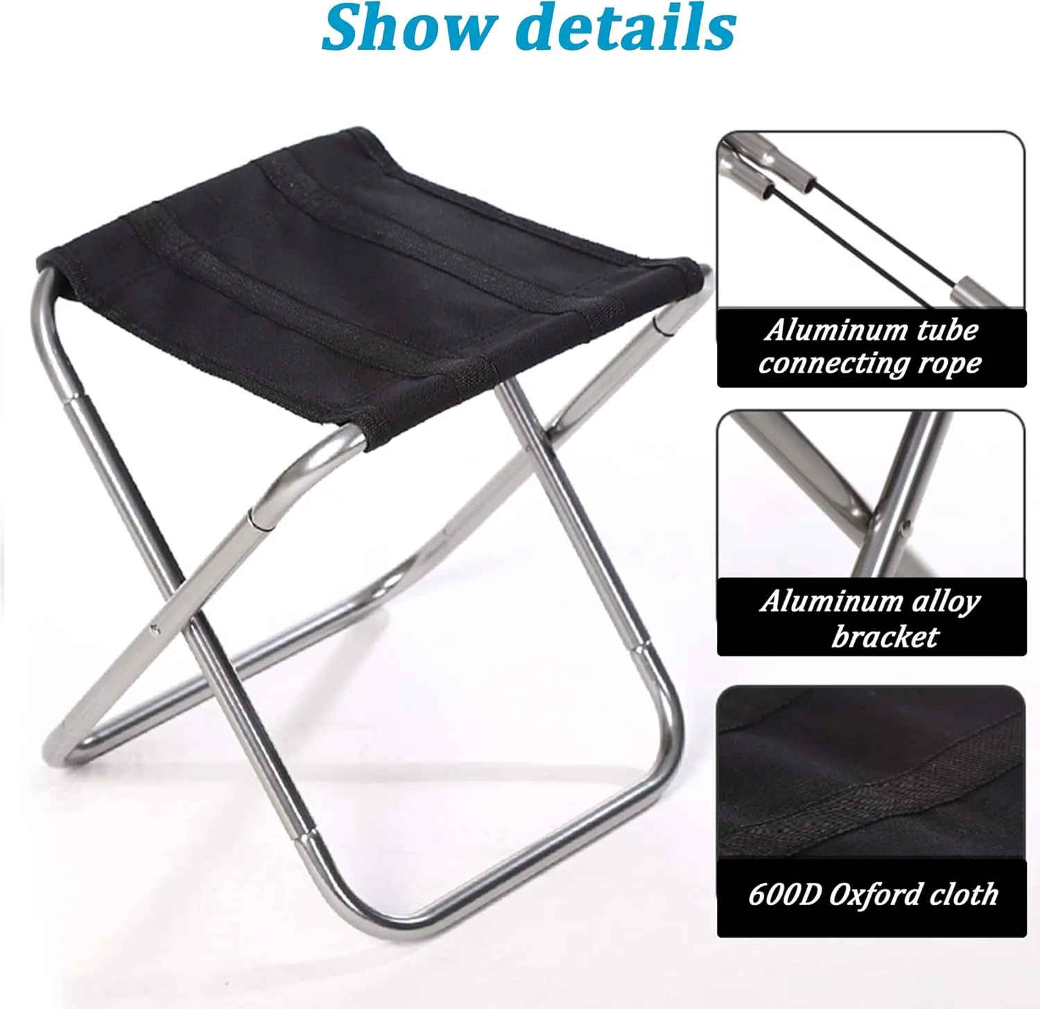 Mini Portable Folding Stool Camping Chair, Ultralight Aluminum Alloy Outdoor Slacker Chairs with Carry Bag for Camping, Fishing, Hiking, Barbecue, Picnic