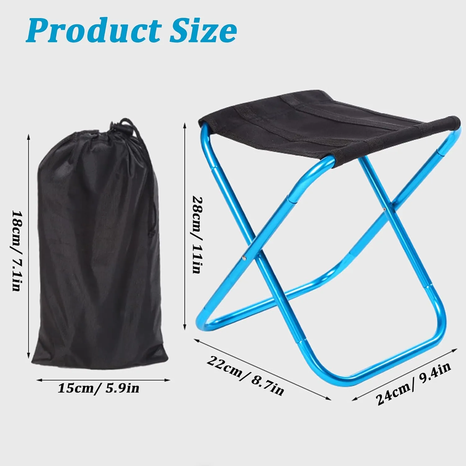 Mini Portable Folding Stool Camping Chair, Ultralight Aluminum Alloy Outdoor Slacker Chairs with Carry Bag for Camping, Fishing, Hiking, Barbecue, Picnic
