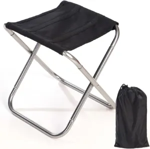 Mini Portable Folding Stool Camping Chair, Ultralight Aluminum Alloy Outdoor Slacker Chairs with Carry Bag for Camping, Fishing, Hiking, Barbecue, Picnic