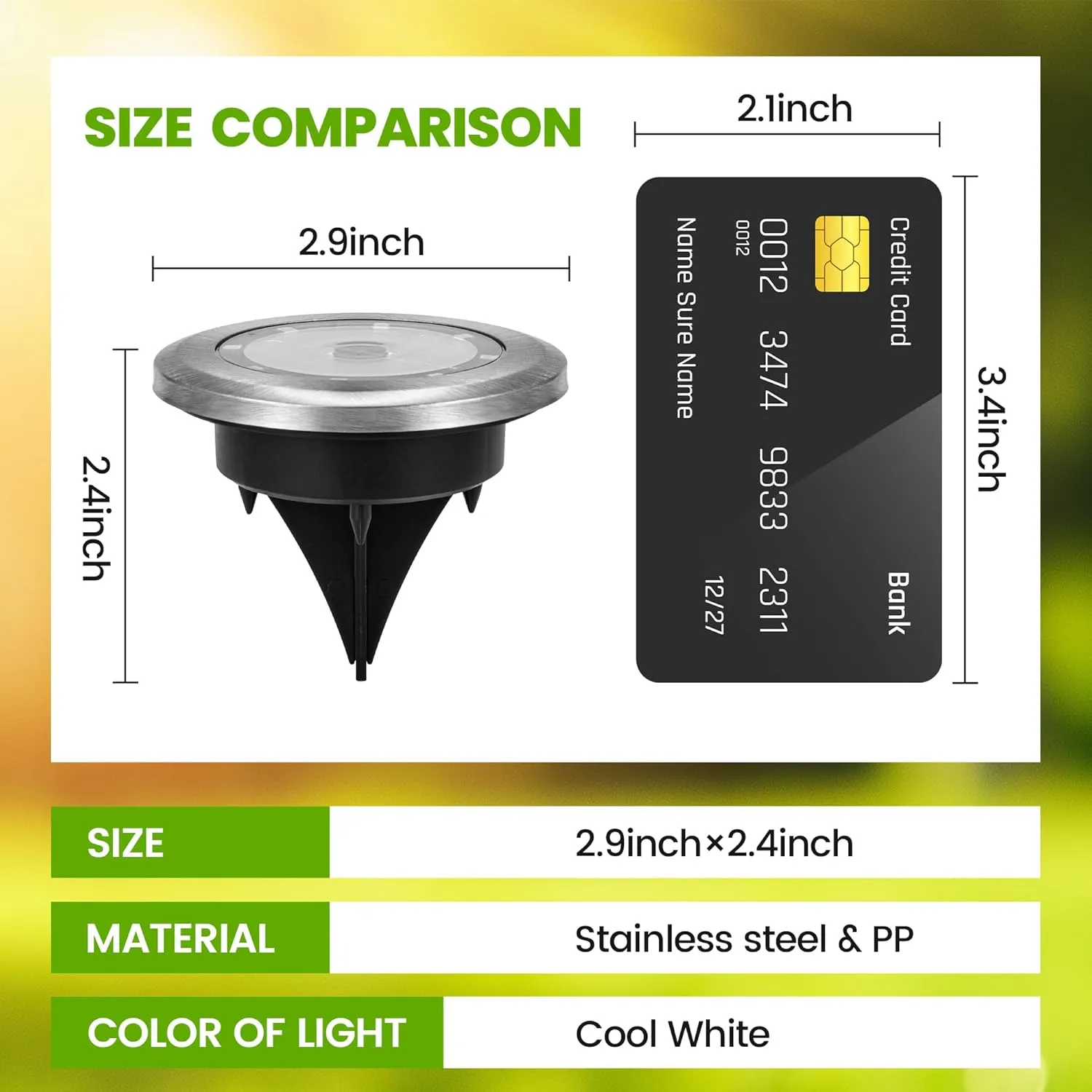 Mini Solar Ground Lights, 12 Pack Solar Powered Pathway Lights, Warterproof Outdoor Light for Garden, Driveway, Walkway, Backyard, Patio (Cool White)