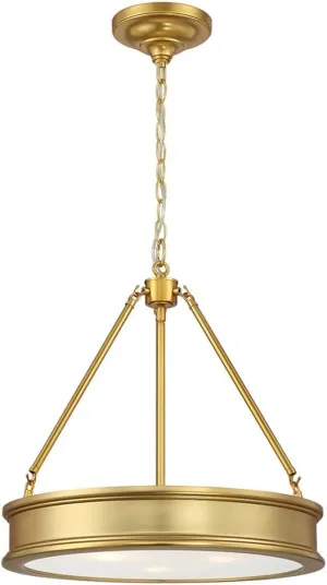 Minka Lavery 25961 3-Light Liberty Gold Round Pendant with Frosted/Clear Glass