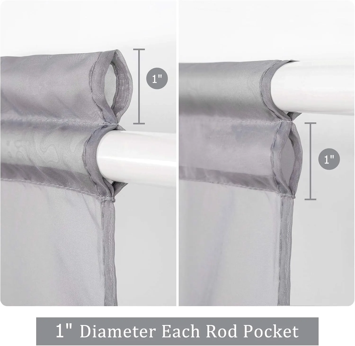 MIULEE 2 Panels Sidelight French Door Curtains Sheer Light Filtering Window Treatment 25 x 72 Inches with Tieback - 2 Panels, Dark Grey