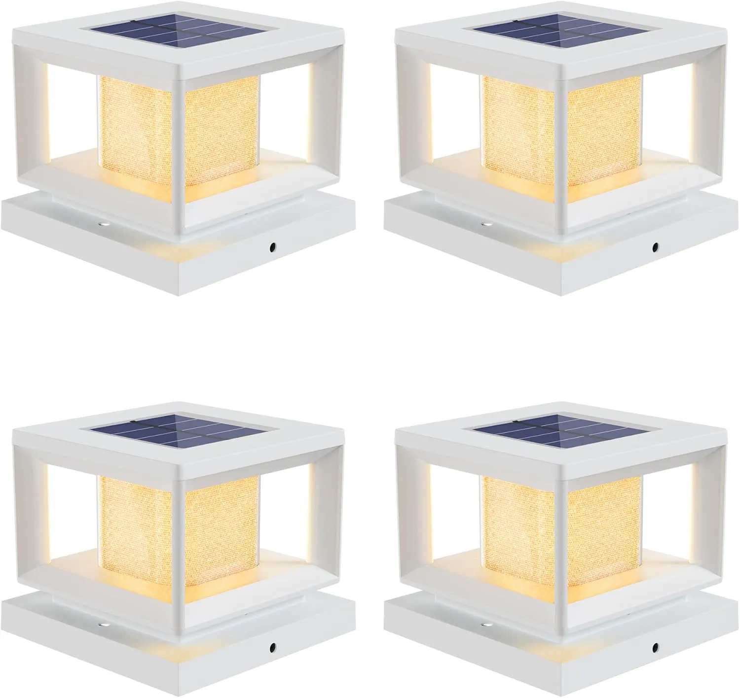 Mlambert 4 Pack Solar Post Lights Outdoor, Waterproof Fence Cap for Deck, 4x4 6x6 Wooden Vinyl Outdoor Lights with Shinning Effect, White