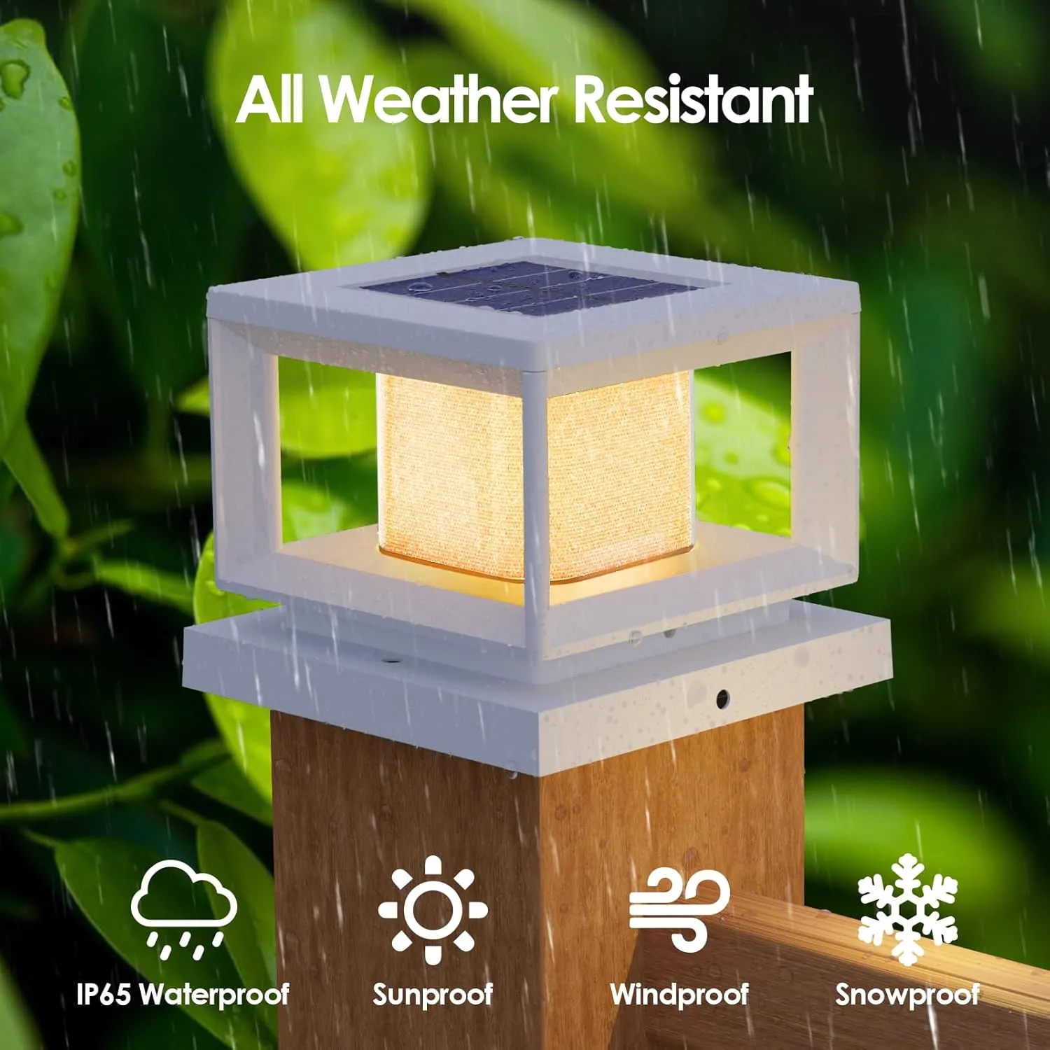 Mlambert 4 Pack Solar Post Lights Outdoor, Waterproof Fence Cap for Deck, 4x4 6x6 Wooden Vinyl Outdoor Lights with Shinning Effect, White