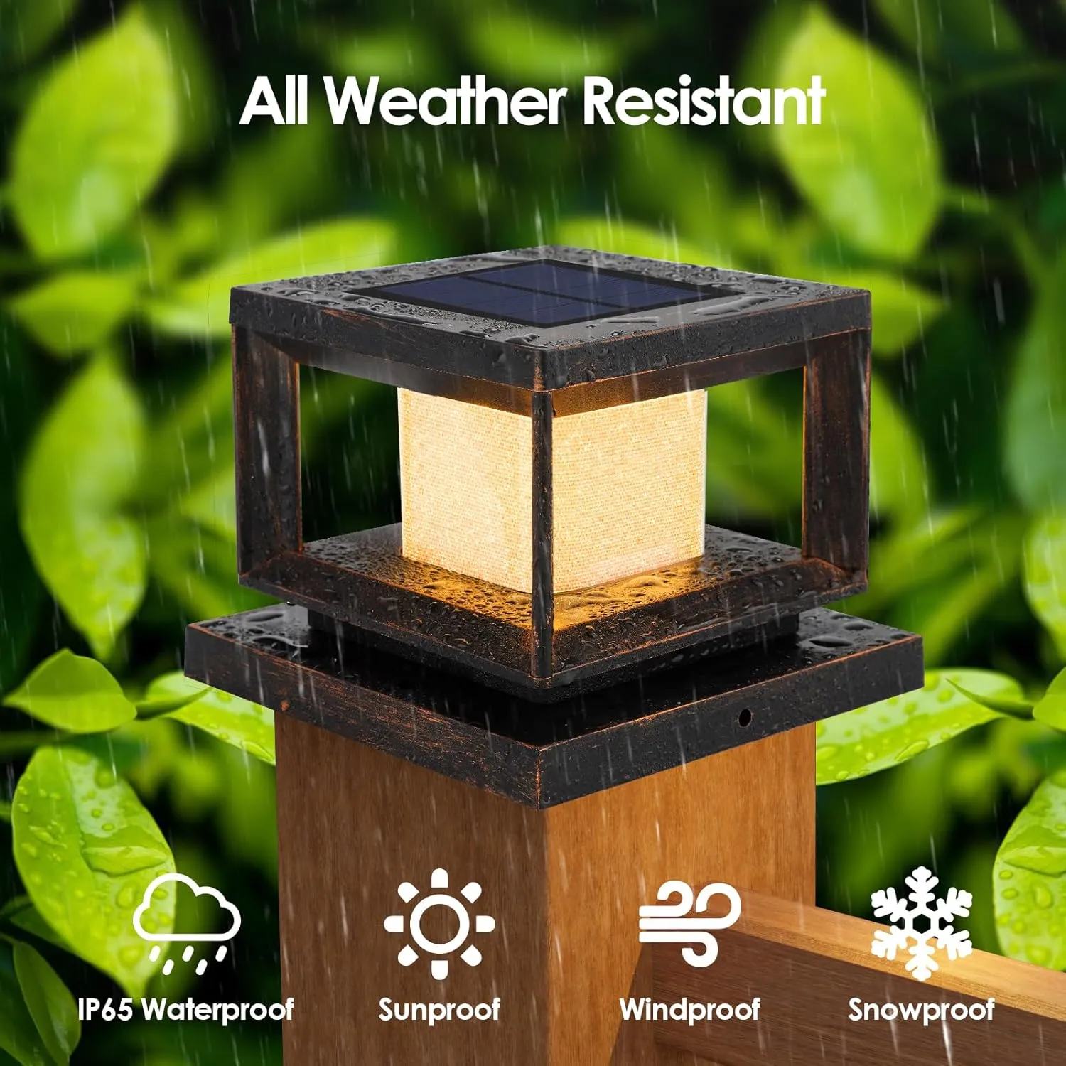 Mlambert 8 Pack Solar Post Lights Outdoor, Waterproof Fence Cap Lights for Deck, 4x4 6x6 Wooden Vinyl Outdoor Light with Shinning Effect, Brown