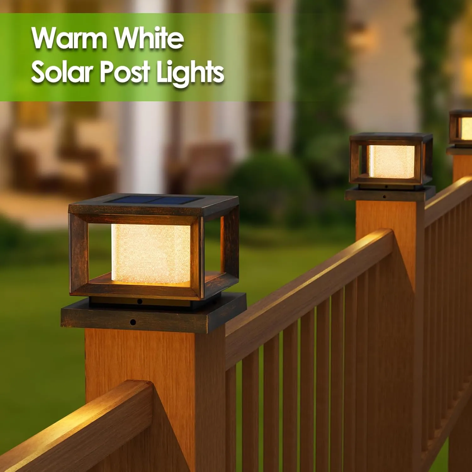 Mlambert 8 Pack Solar Post Lights Outdoor, Waterproof Fence Cap Lights for Deck, 4x4 6x6 Wooden Vinyl Outdoor Light with Shinning Effect, Brown