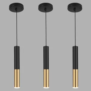 Modern Black and Gold Pendant Light Fixture for Kitchen Island, 1-Light Pendant Lighting, Lights Cord Adjustable, Matching GU10 lamp Holder,for Living Room Bedroom Dining Room(3Pack)