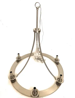 Modern Style Mediterranean Candle 6-Light Brushed Nickel Hanging Chandelier