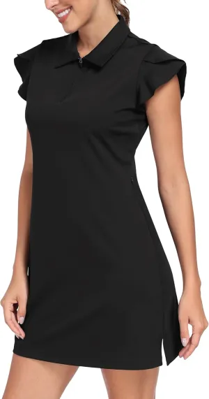MoFiz Women's Golf Tennis Dress Sports Polo Dress Short Sleeve Quick Dry Casual Workwear Button
