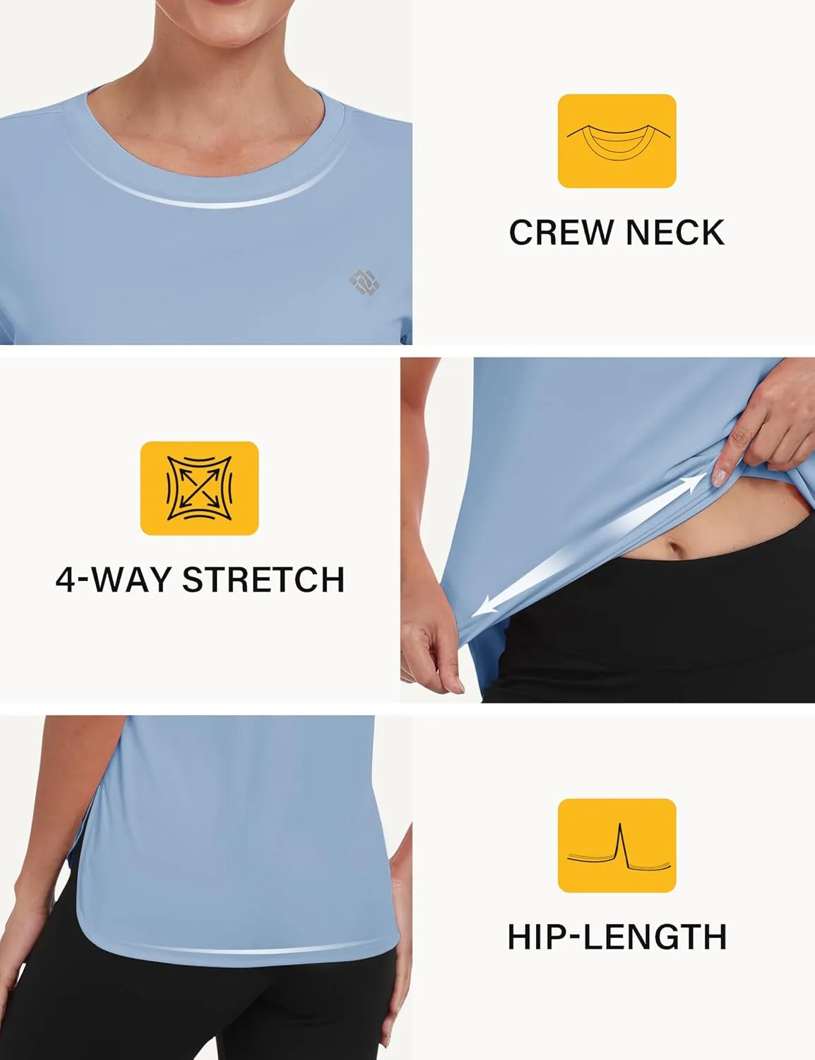 MoFiz Women's Short Sleeve Shirts UPF 50  Sun Shirt Crew Neck UV Hiking Athletic Workout Moisture Wicking Quick Dry T-Shirts