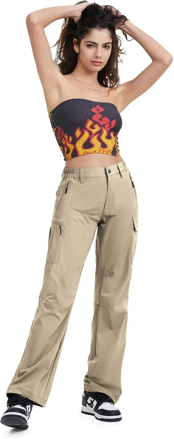 Moosehill Women's-Hiking-Pants-Cargo-Quick-Dry-Stretch-Lightweight Work Outdoor Pants with 5 Deep Pockets