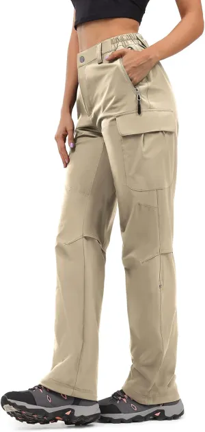 Moosehill Women's-Hiking-Pants-Cargo-Quick-Dry-Stretch-Lightweight Work Outdoor Pants with 5 Deep Pockets