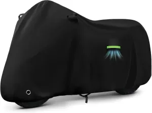 Motorcycle Cover Waterproof for Kawasaki KLR 650/R 1250 GS/Honda Africa Twin/V-Strom 1050XT, Heavy Duty Outdoor Sun UV Rain Dust All Weather Motorbike Cover with Soft Cotton Lining & Lock Hole-Balck