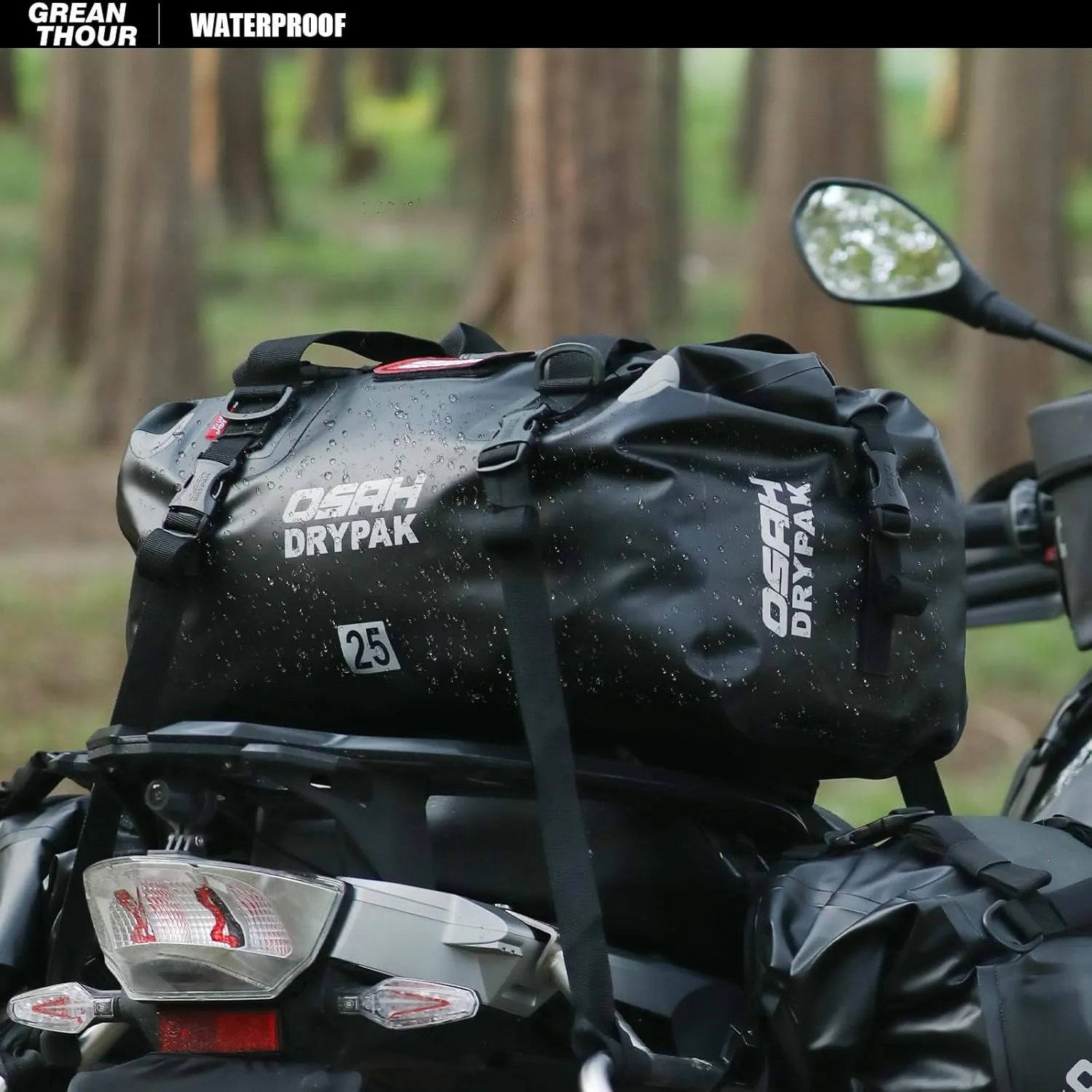 Motorcycle Dry Bag - Waterproof Motorcycle Duffle & Luggage Tail Bag Saddle Bags with Roll Top Closure, Large Storage Space，for Motorcycle Back Seat(Sky, 40L)