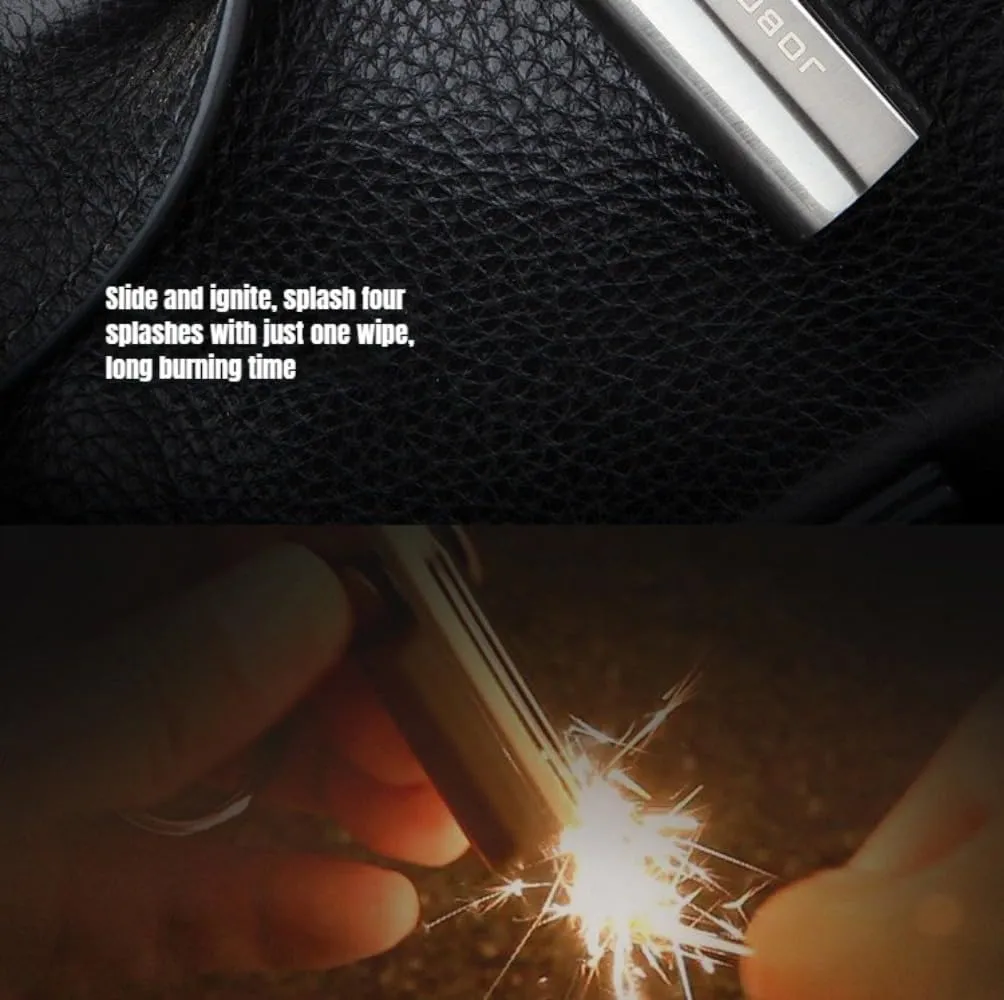 Multi-Function Stainless Steel Lighter Keychain - Wind/Waterproof 10,000-Strike Fire Starter, Compact Durable Outdoor