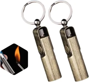 Multi-Function Stainless Steel Lighter Keychain - Wind/Waterproof 10,000-Strike Fire Starter, Compact Durable Outdoor