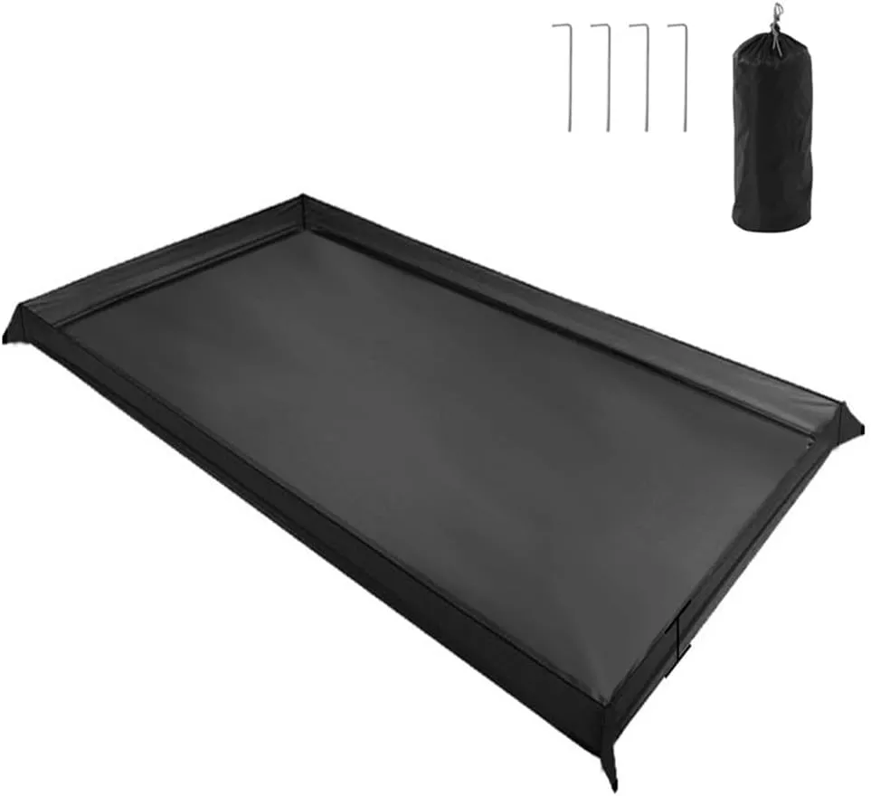 Multifunction Camping Tent Footprint Waterproof Ground Sheet Oxford Cloth Bathtub Floor 200X80/120/180cm With Carry Bag 4 Pegs(200x120cm)
