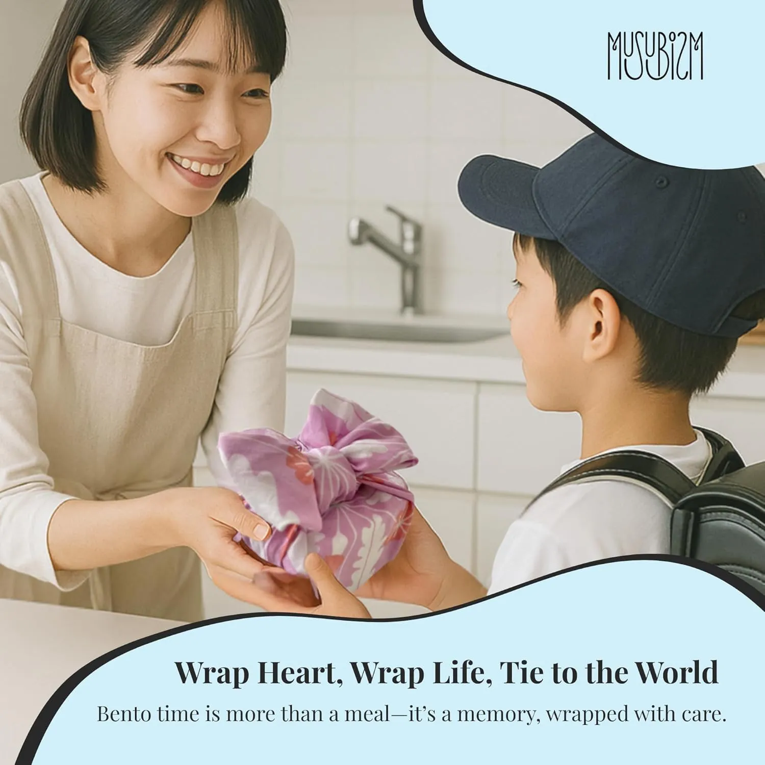 Musubism Koburoshiki 50x50cm – 100% Cotton, Made in Japan – Reusable Furoshiki for Gift Wrap, Bento, Handkerchief