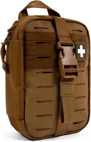 My Medic MyFak Mini Pro First Aid Kit - Small and Lightweight for Camping Hiking and Backpacking - 70 Items IFAK with Tourniquet - HSA/FSA Eligible Great for Travel - Coyote