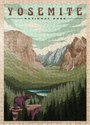 MyPuzzle Yosemite National Park - Yosemite Valley, Vintage Travel Poster - Premium 500 Piece Jigsaw Puzzle for Adults