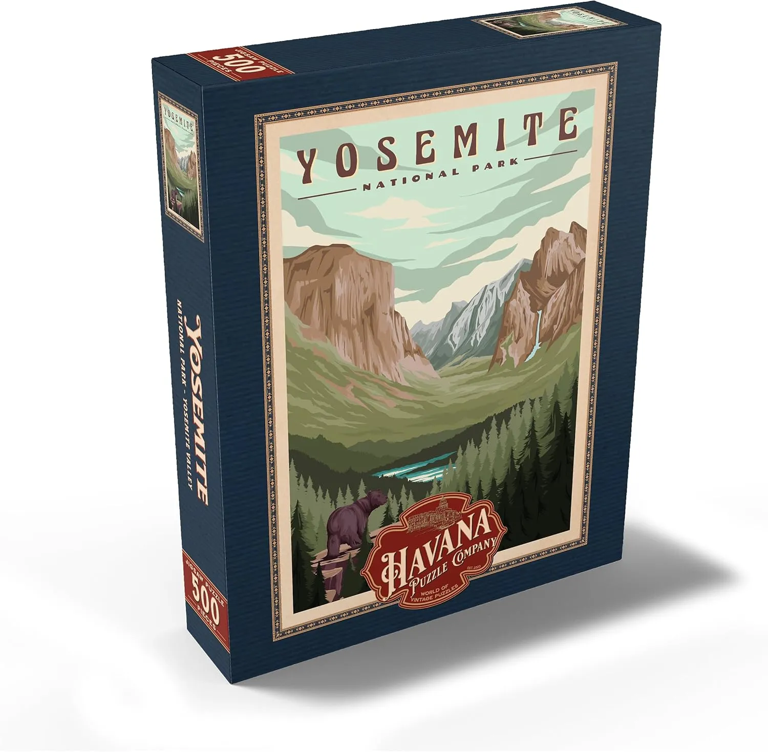 MyPuzzle Yosemite National Park - Yosemite Valley, Vintage Travel Poster - Premium 500 Piece Jigsaw Puzzle for Adults