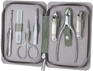 Nail Clipper Kit Portable Nail Clipper Set, 7 Pieces Men Women Pedicure Grooming Kit, Sharp Finger and Toe Nail Tools with Leather Case Nail Clippers Set(Green)