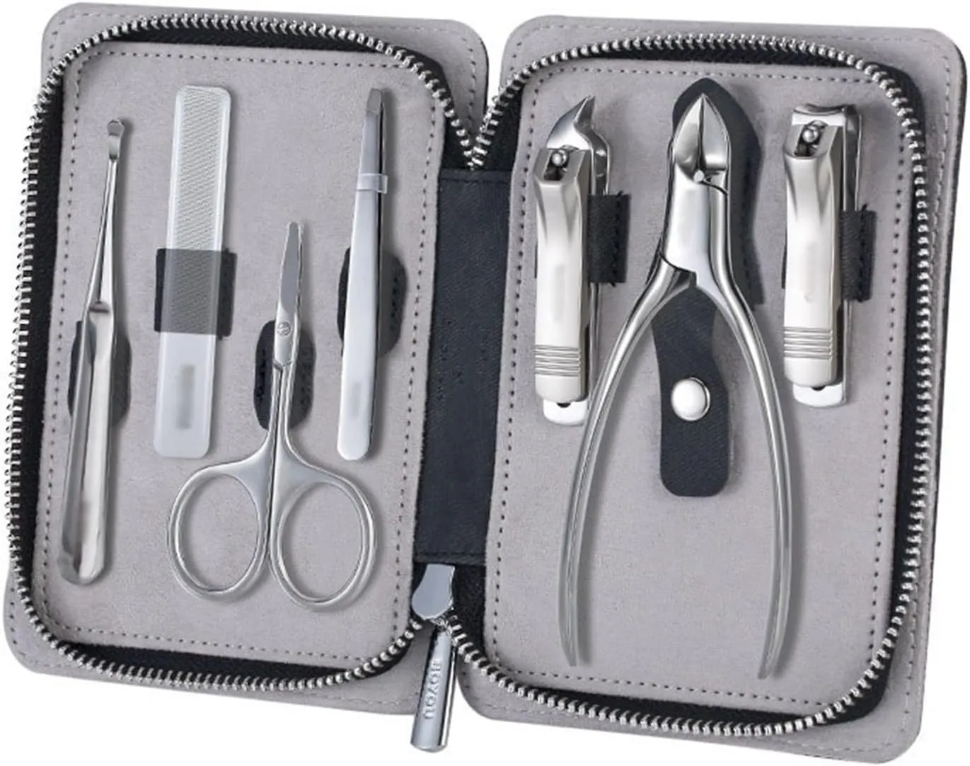 Nail Clipper Set Portable Nail Clipper Set, 7 Pieces Men Women Pedicure Grooming Kit, Sharp Finger and Toe Nail Tools with Leather Case Manicure Set,Blue