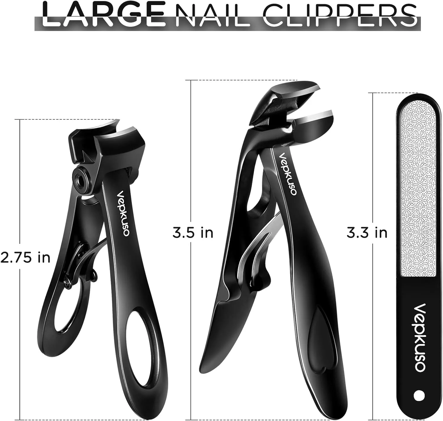 Nail Clippers for Seniors, Wide Jaw Fingernail Clippers and Angled Head Toenail Clippers for Thick Nail, Professional German Nail Clippers for Men, Women&Pregnant，Black