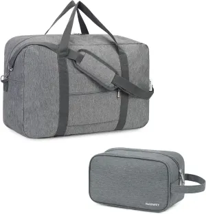 Narwey Foldable Travel Duffel Bag With Toiletry Organizer Traveling Dopp Kit Shaving Bag