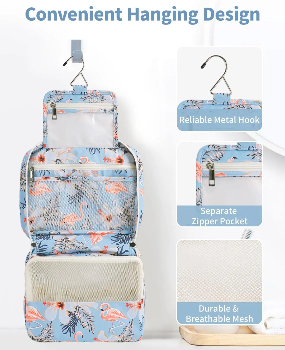 Narwey Small Hanging Travel Toiletry Bag for Women, Travel Bag for Toiletries, Makeup Bag Organizer Cosmetic Bags Make Up Bags for Girls