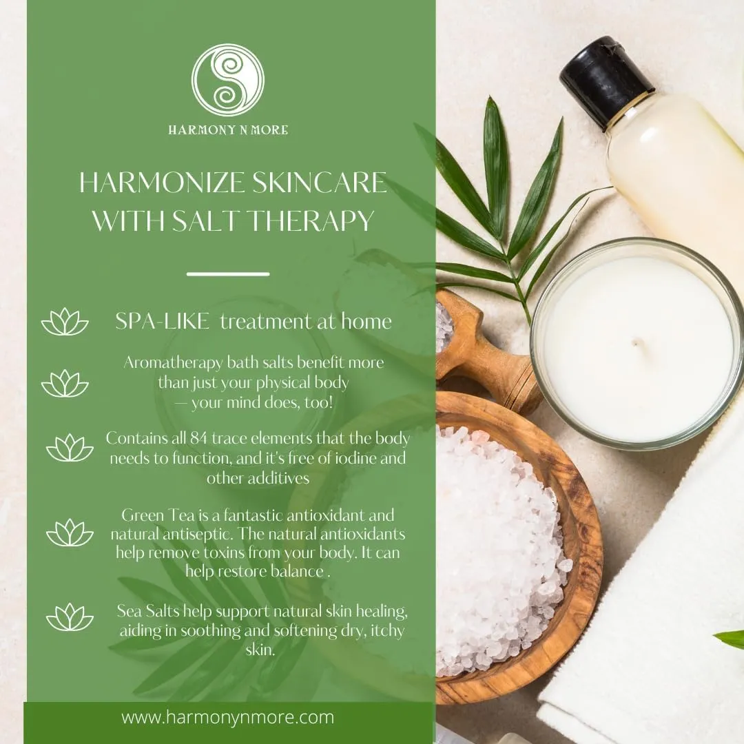 Natural Bath Sea Salts - Sea Salt Green Detox Bath Salt - Ultimate Skin Care and Self Care Solution to Detoxify, Relieve Stress & Soften Skin, 24 oz.