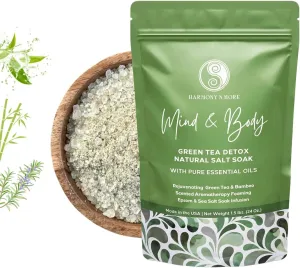 Natural Bath Sea Salts - Sea Salt Green Detox Bath Salt - Ultimate Skin Care and Self Care Solution to Detoxify, Relieve Stress & Soften Skin, 24 oz.