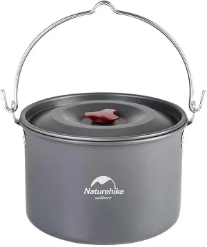 Naturehike Camping Soup Pot Cookware with Lid Large Outdoor Portable Hanging Pot Cooking Set for 1-6 People
