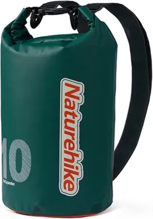 Naturehike PVC Floating Waterproof Dry Backpack, 10L/15L Waterproof Pouch with Wider Shoulder Straps, Roll Top Waterproof Backpack Sack for Travel, Swimming, Boating, Kayaking, Camping (Green, 10L)