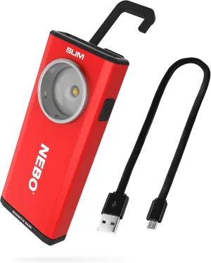 NEBO Rechargeable Flashlights High Lumens: 500-Lumen LED Flash Light Equipped with Dimming and Power Memory Recall; Featuring A Pocket Clip, Hanging Hook and Magnetic Base Slim 6694 Red