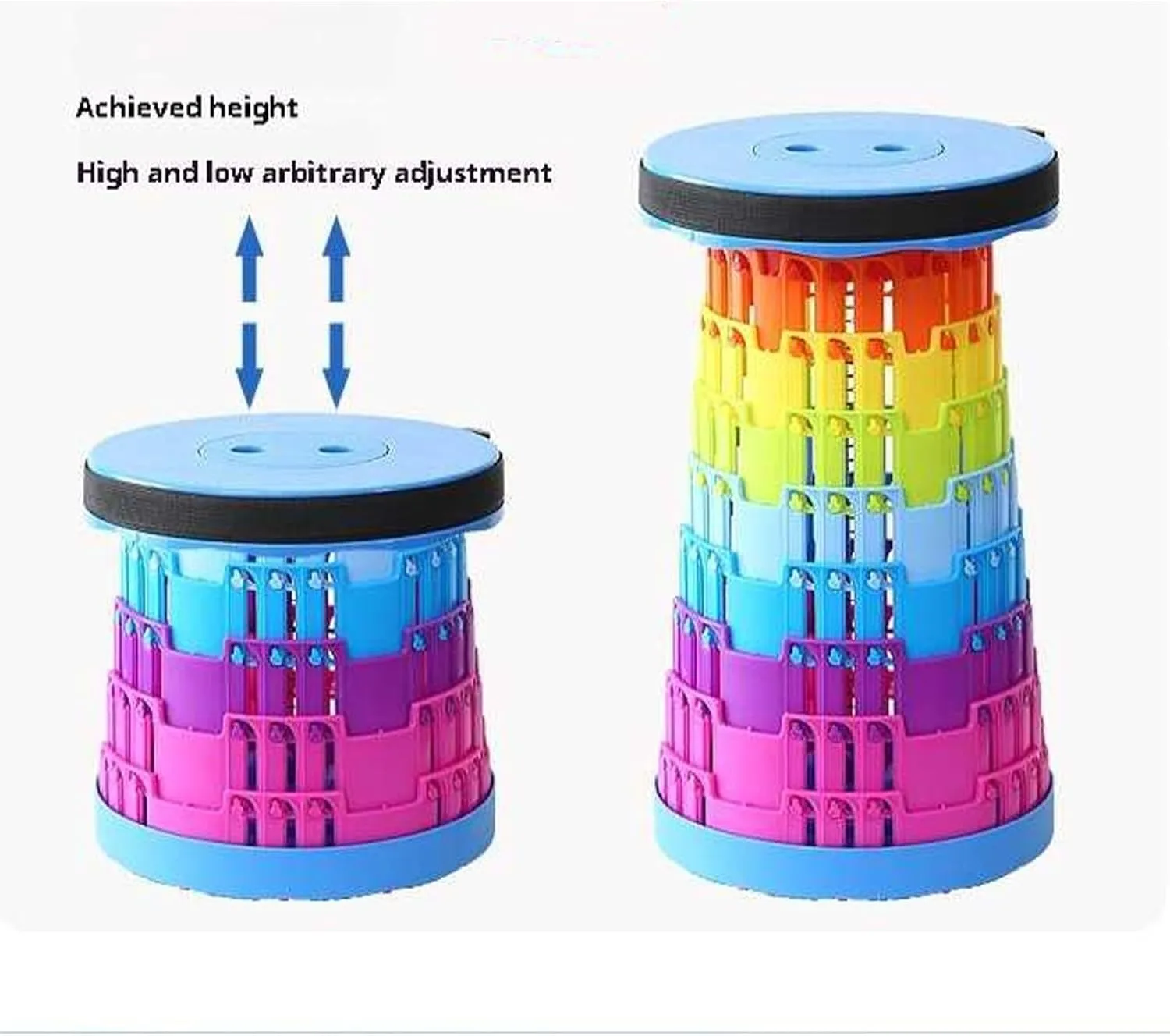 Newly Upgraded Portable Collapsible Telescopic Stool, Sturdy Foldable Stool with Load Capacity of 660lbs, Retractable Camping Stool for Hiking, Fishing Tours Indoor & Outdoor(Blue)