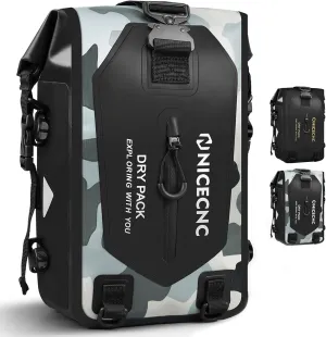 NICECNC Waterproof Motorcycle Crash Bar Bag 7L, Motorcycle Luggage Dry Bag Side Frame Bag with Shoulder Strap Universal Motorcycle Tail Bag Rear Seat Rack Bag, Four DIY Installation Positions, Camo