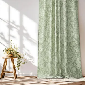 NICETOWN Green Floral Spring Sheer Curtains 84 Inch Long for Living Room Bedroom Classroom Kitchen Yard Door Window, Light Filtering Linen Flowers Print, Rod Pocket Back Tab, 2 Panels, 52 Inch Wide