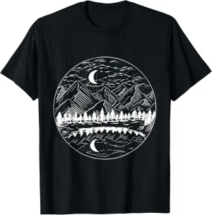 Night Mountain Landscape Camping Snowy Lake T-Shirt