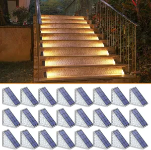 NIORSUN Outdoor Step Light for Outside,24 Pack Warm White Solar Stair Lights Outdoor Waterproof IP67 Auto On Off,Solar Lights for Steps,Stair,Patio,Yard,Porch,Front Door,Sidewalk,Deck Decor