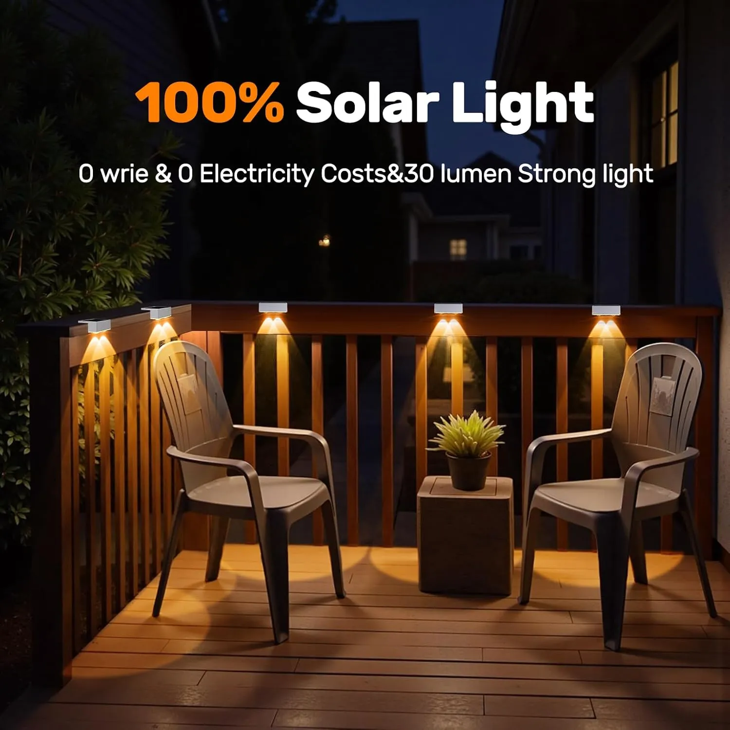 NIORSUN Solar Fence Lights,6 Pack Deck Light,Led Outdoor Lights Warm White   RGB Wall Lights Waterproof,Solar Powered Light for Backyard/Pool/Railing/Patio/Porch/Step(White)