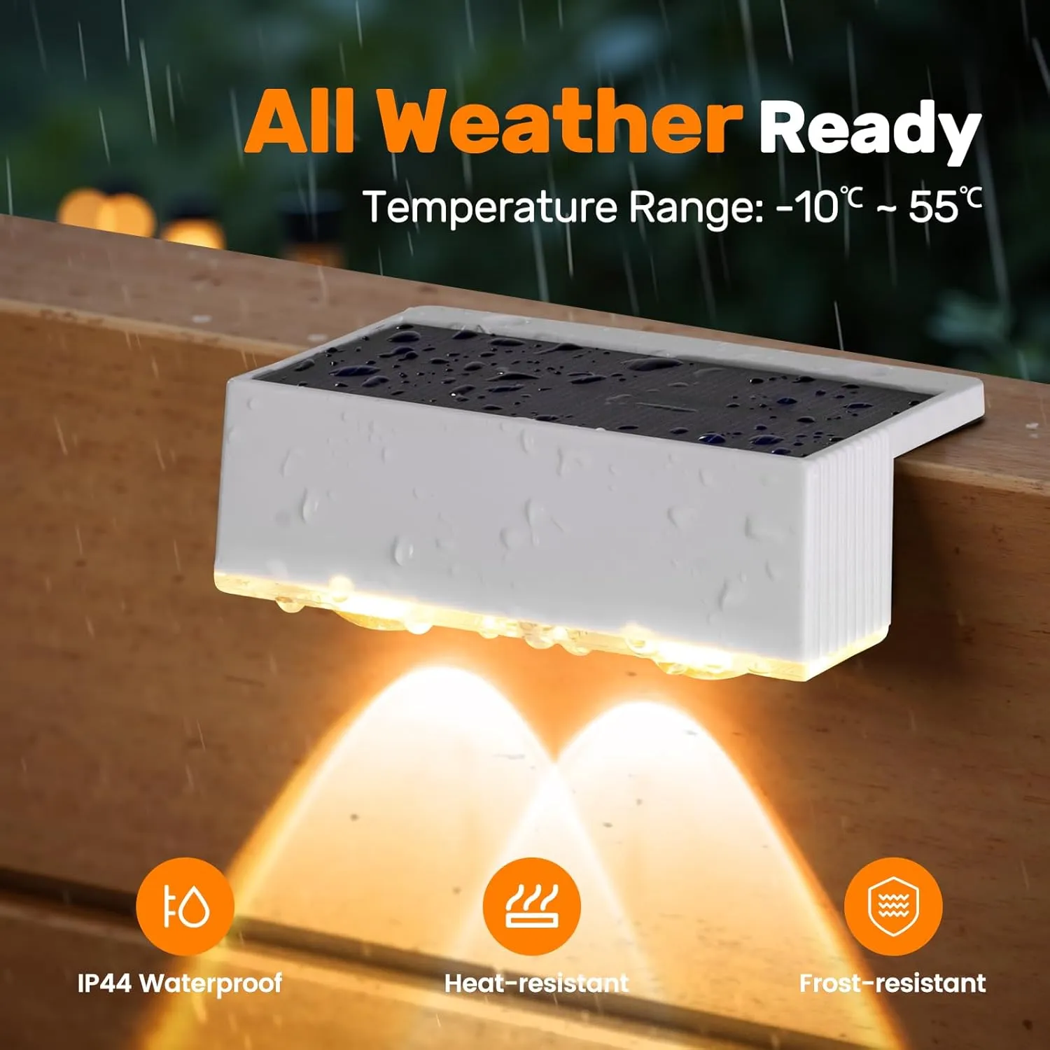 NIORSUN Solar Fence Lights,6 Pack Deck Light,Led Outdoor Lights Warm White   RGB Wall Lights Waterproof,Solar Powered Light for Backyard/Pool/Railing/Patio/Porch/Step(White)