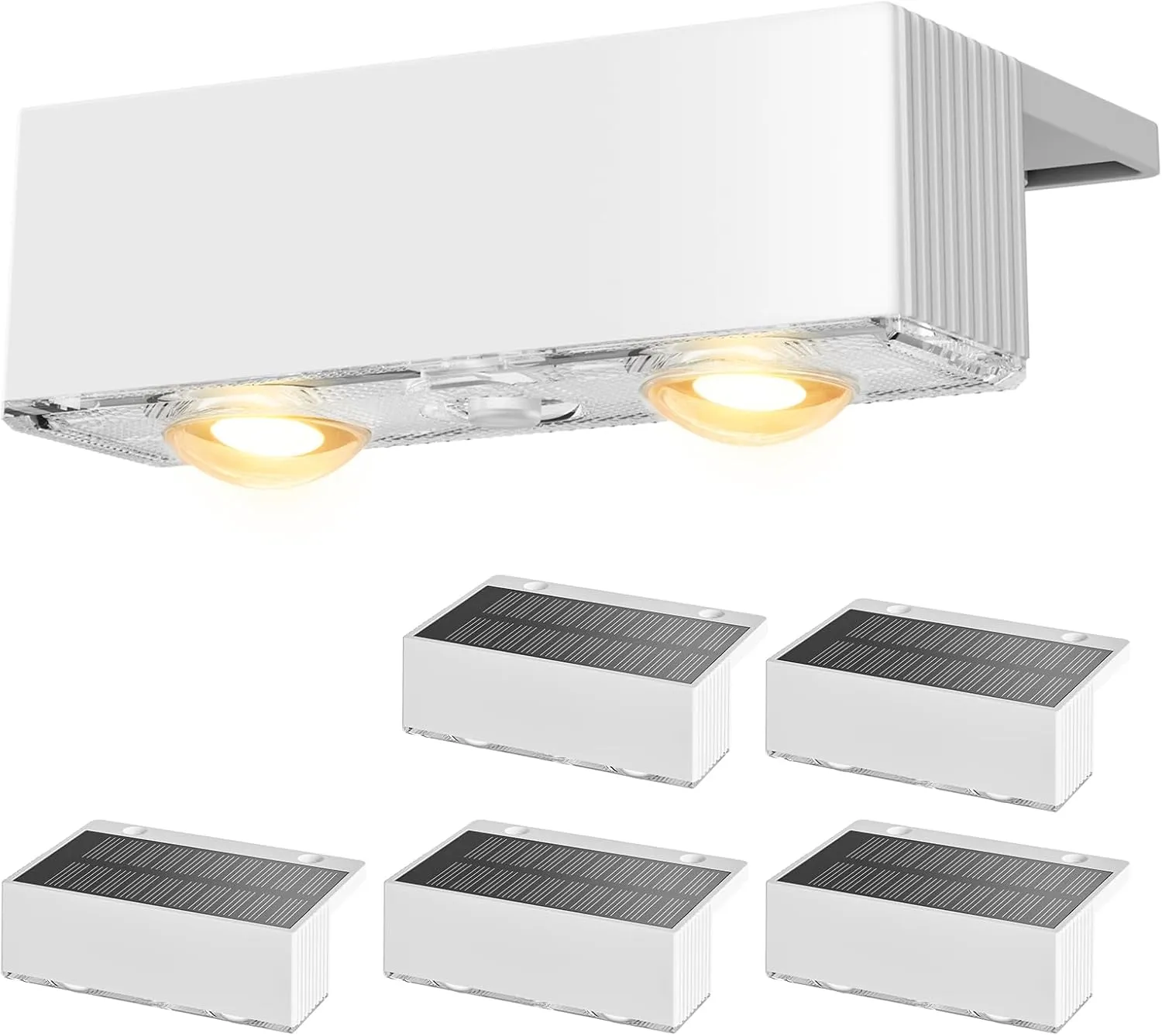 NIORSUN Solar Fence Lights,6 Pack Deck Light,Led Outdoor Lights Warm White   RGB Wall Lights Waterproof,Solar Powered Light for Backyard/Pool/Railing/Patio/Porch/Step(White)